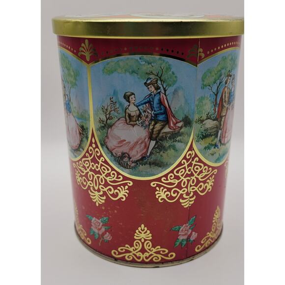 Mid Century Vintage Container / Red Gold Decorative Candy Tin / Made In England - Picture 8 of 16
